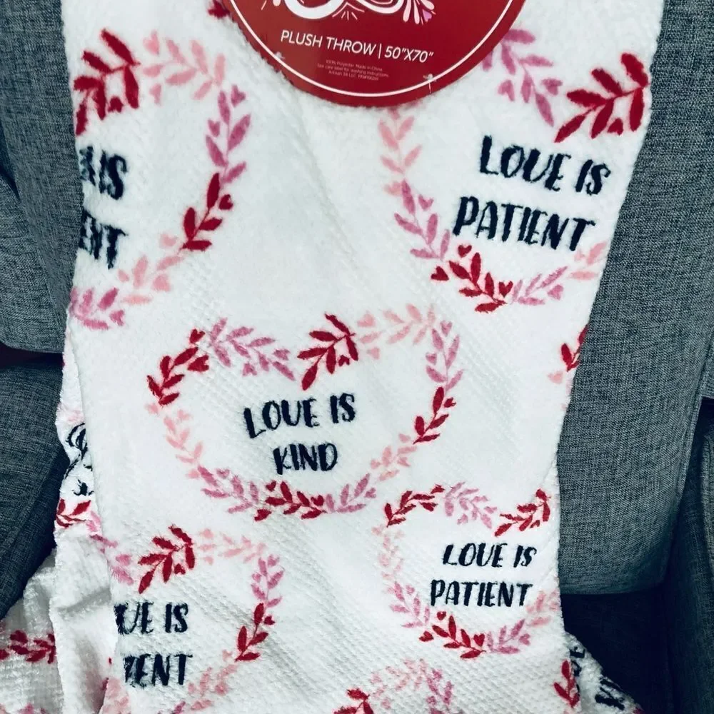 Love is Patient, Love is Kind Valentine Jacquard Plush Throw Blanket